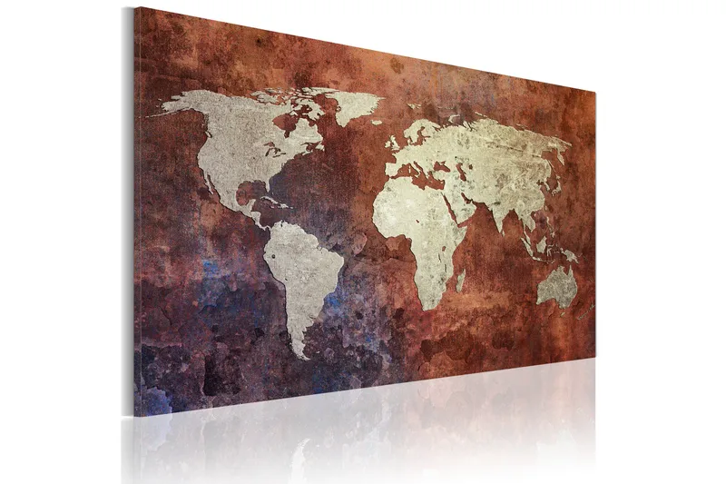 Tavla Rusty världskarta 120x80, Artgeist sp. z o. o.