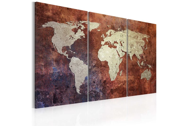 Tavla Rusty Världskarta Triptyken 60x40, Artgeist sp. z o. o.