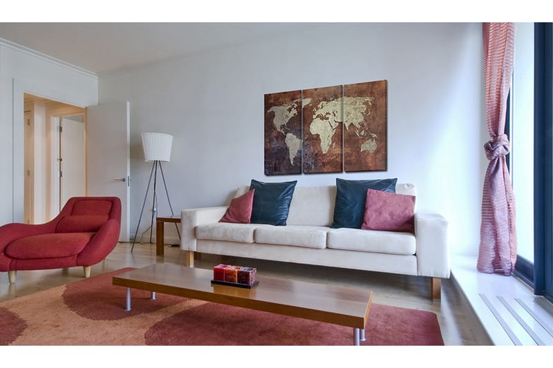 Tavla Rusty Världskarta Triptyken 60X40 Brun - Artgeist sp. z o. o. - Inredning & dekor - Tavlor & konst - Canvastavla