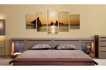 Tavla Sailbloats At Dusk 200x100 - Artgeist sp. z o. o. - Inredning & dekor - Tavlor & konst - Canvastavla