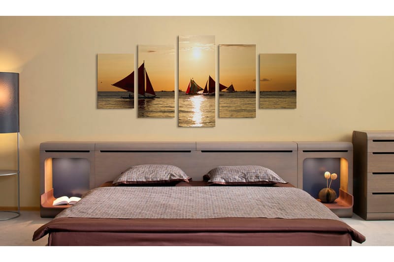 TAVLA Sailbloats At Dusk 200x100 - Artgeist sp. z o. o. - Inredning & dekor - Tavlor & konst - Canvastavla