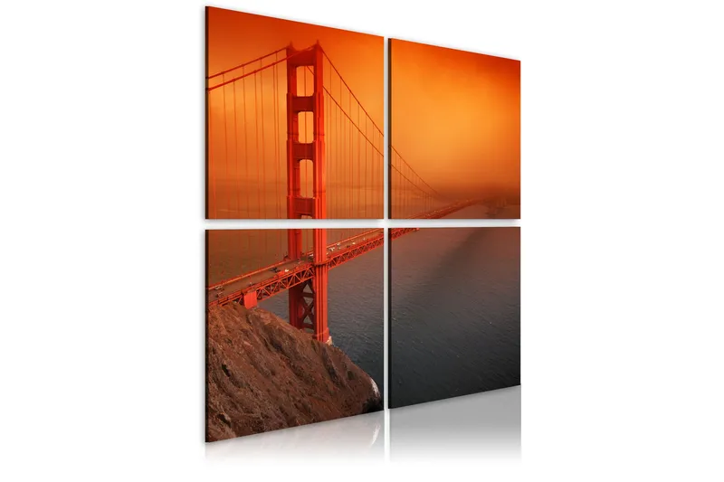 Tavla San Francisco Golden Gate Bridge 80X80 Orange|Brun, Artgeist sp. z o. o.