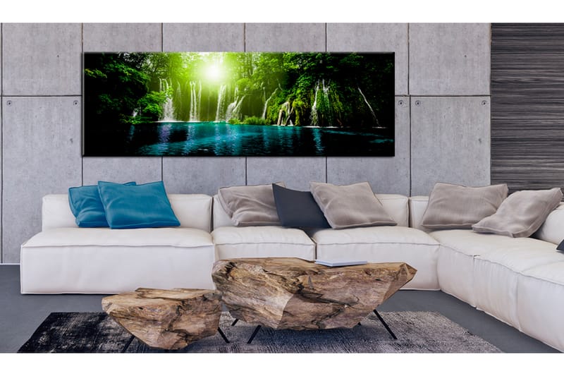 Tavla Sapphire Lake 150X50 Grön|Flerfärgad Landskap - Artgeist sp. z o. o. - Inredning & dekor - Tavlor & konst - Canvastavla