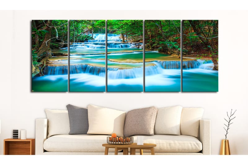Tavla Sapphire Waterfalls 225x90 - Artgeist sp. z o. o. - Inredning & dekor - Tavlor & konst - Canvastavla