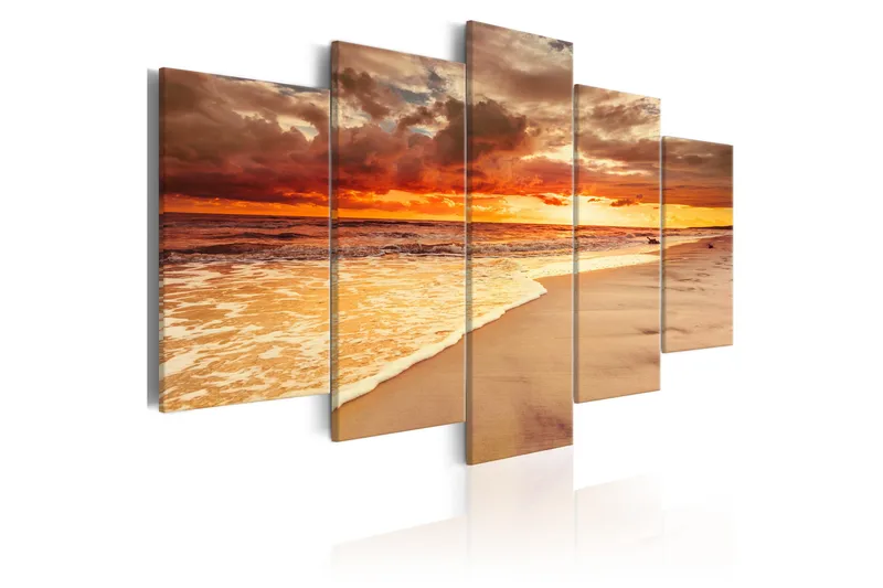 Tavla Sea Beautiful Sunset 200X100 Orange|Brun|Flerfärgad - Artgeist sp. z o. o. - Inredning & dekor - Tavlor & konst - Canvastavla