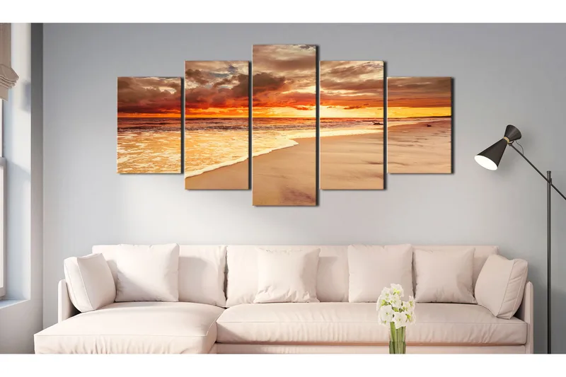 Tavla Sea Beautiful Sunset 200X100 Orange|Brun|Flerfärgad - Artgeist sp. z o. o. - Inredning & dekor - Tavlor & konst - Canvastavla