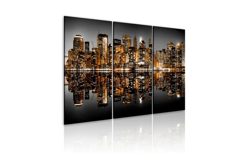 Tavla Sea Of Lights Nyc 60X40 Brun|Vit, Artgeist sp. z o. o.