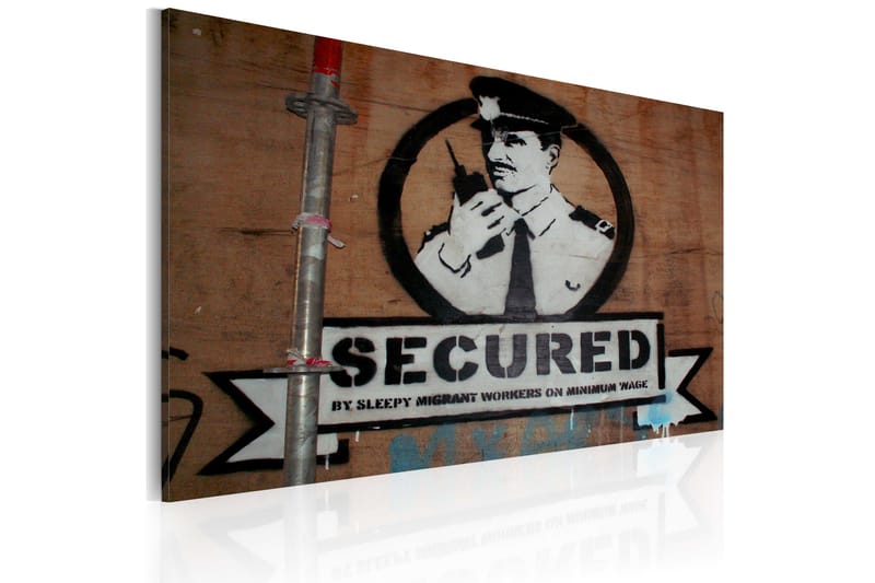 Tavla Secured Banksy 60X40 Brun Street art - Artgeist sp. z o. o. - Inredning & dekor - Tavlor & konst - Canvastavla