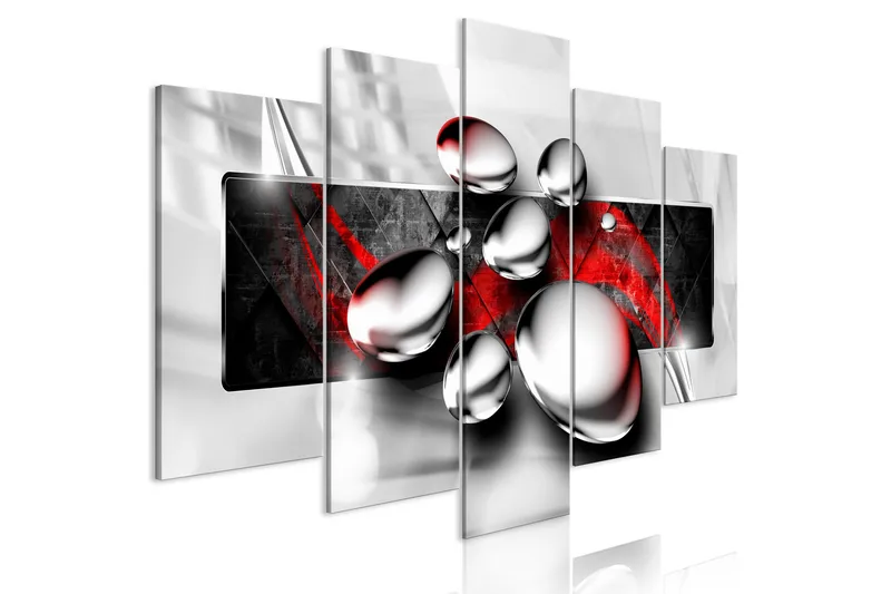 Tavla Shiny Stones 5 Parts Wide Red 100x50, Artgeist sp. z o. o.