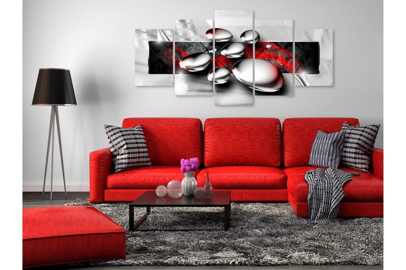 Tavla Shiny Stones 5 Parts Wide Red 100x50 - Artgeist sp. z o. o. - Inredning & dekor - Tavlor & konst - Canvastavla