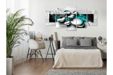 Tavla Shiny Stones 5 Parts Wide Turquoise 100x50 - Artgeist sp. z o. o. - Inredning & dekor - Tavlor & konst - Canvastavla