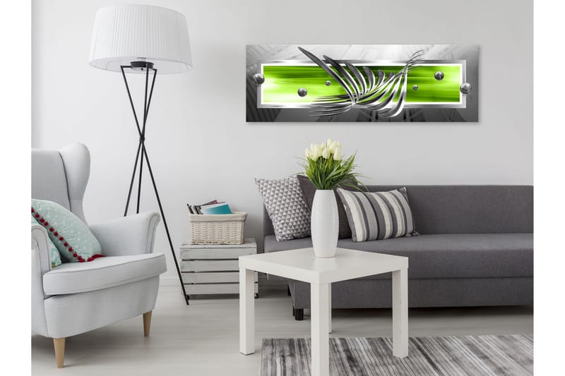 TAVLA Silver Wings (1 Part) Narrow Green 135x45, Artgeist sp. z o. o.