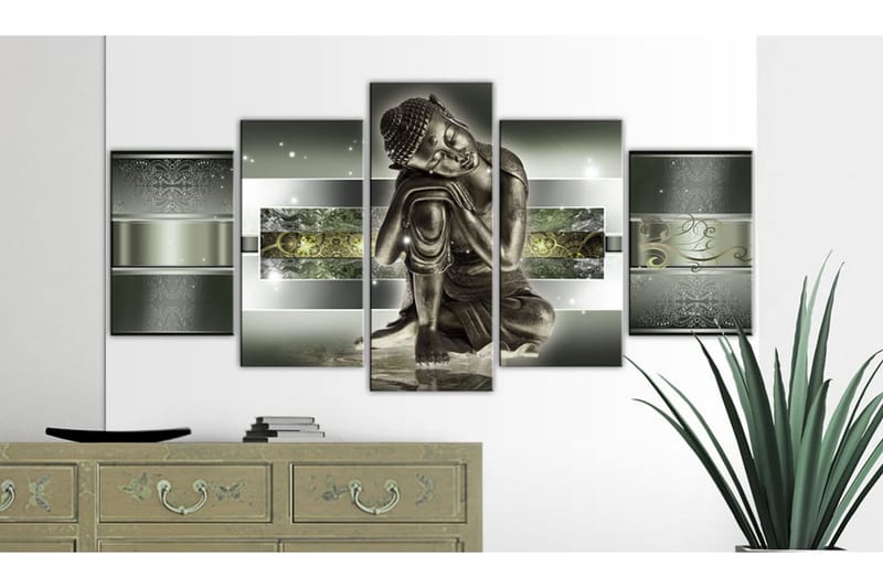 Tavla Sleeping Buddha In Greens 100x50 - Artgeist sp. z o. o. - Inredning & dekor - Tavlor & konst - Canvastavla