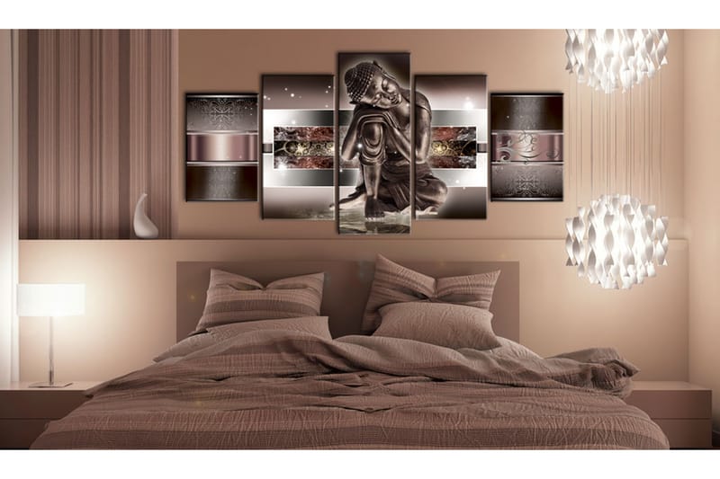Tavla Sleeping Buddha In Reds 100X50 Brun|Rosa|Flerfärgad - Artgeist sp. z o. o. - Inredning & dekor - Tavlor & konst - Canvastavla