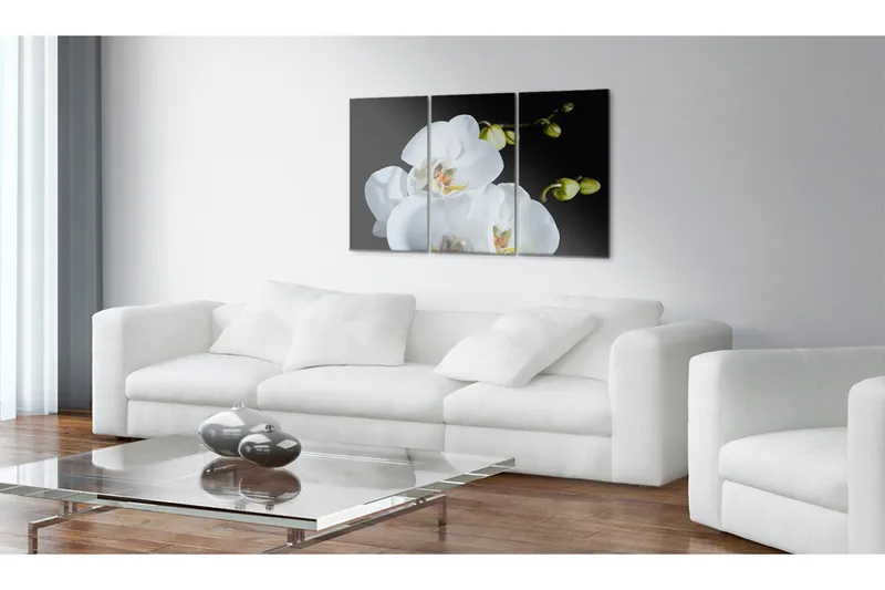 Tavla Snöig Orkidé 60X40 Vit|Svart - Artgeist sp. z o. o. - Inredning & dekor - Tavlor & konst - Canvastavla