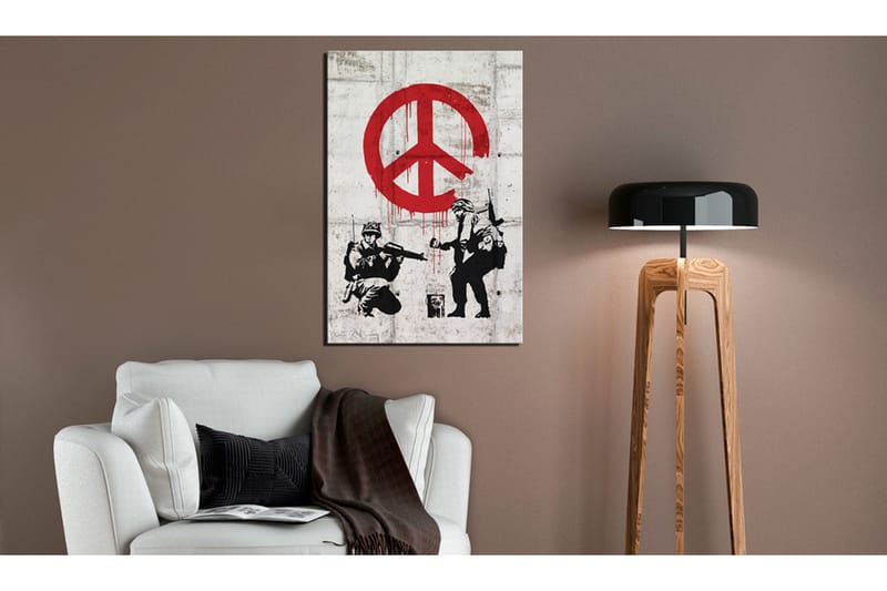 Tavla Soldiers Painting Peace By Banksy 40X60 Röd|Vit - Artgeist sp. z o. o. - Canvastavla Tavla Soldiers Painting Peace By Banksy 40X60 Röd|Vit - Artgeist sp. z o. o. - Canvastavla