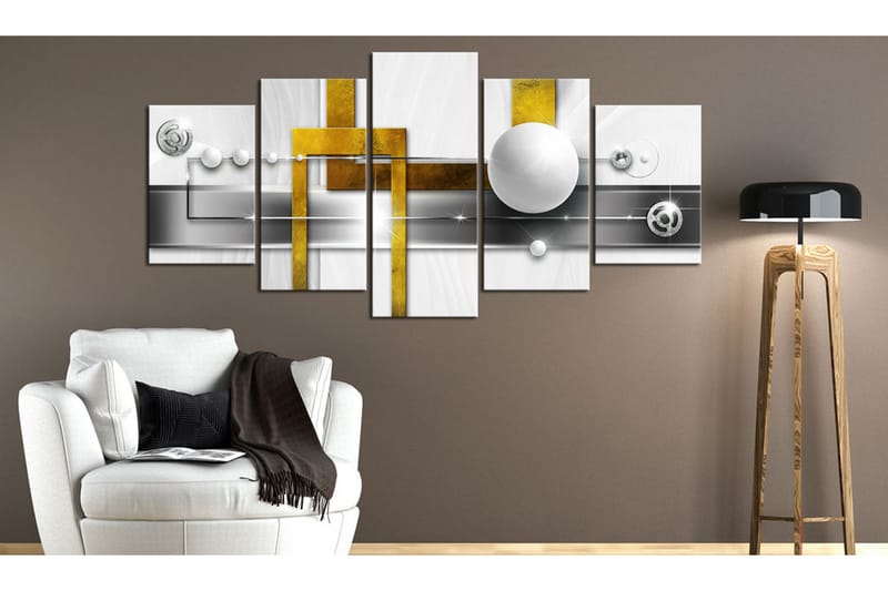 Tavla Solidarity Of Symmetry 200X100 Vit|Grå|Gul - Artgeist sp. z o. o. - Inredning & dekor - Tavlor & konst - Canvastavla