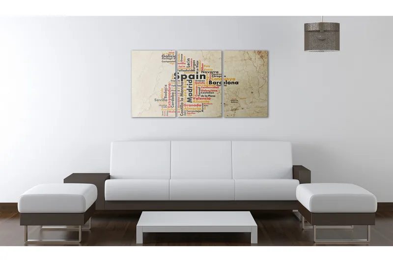Tavla Spanien Text Kartan Färger Flaggan 120X60 Flerfärgad - Artgeist sp. z o. o. - Inredning & dekor - Tavlor & konst - Canvastavla