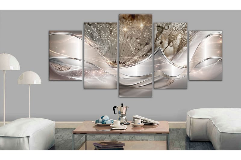Tavla Sparkling Dandelions 100X50 Guld|Silver|Beige|Grå - Artgeist sp. z o. o. - Inredning & dekor - Tavlor & konst - Canvastavla
