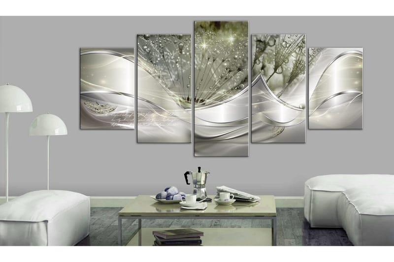 Tavla Sparkling Dandelions 5 Parts Green Wide 100x50 - Artgeist sp. z o. o. - Inredning & dekor - Tavlor & konst - Canvastavla