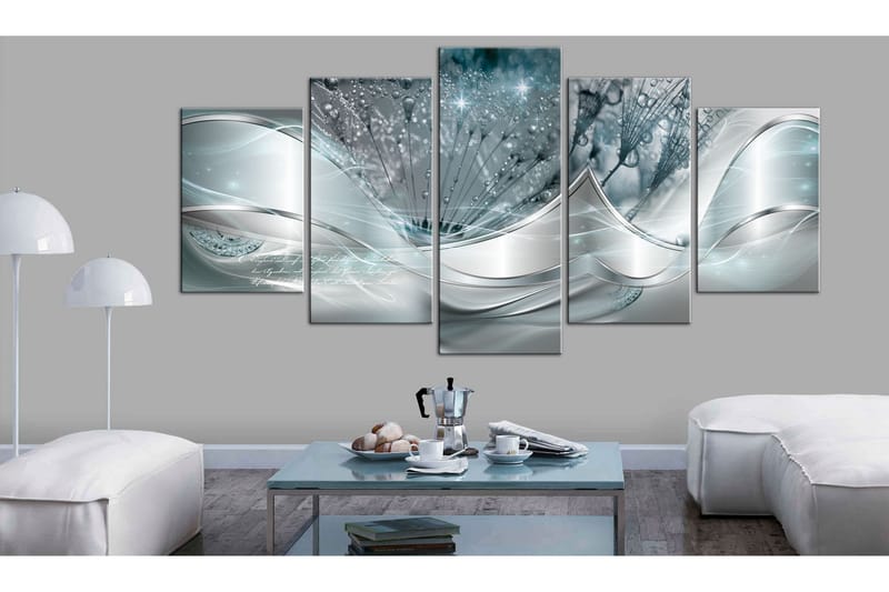 TAVLA Sparkling Dandelions 5 Parts Blue Wide 200x100 - Artgeist sp. z o. o. - Inredning & dekor - Tavlor & konst - Canvastavla