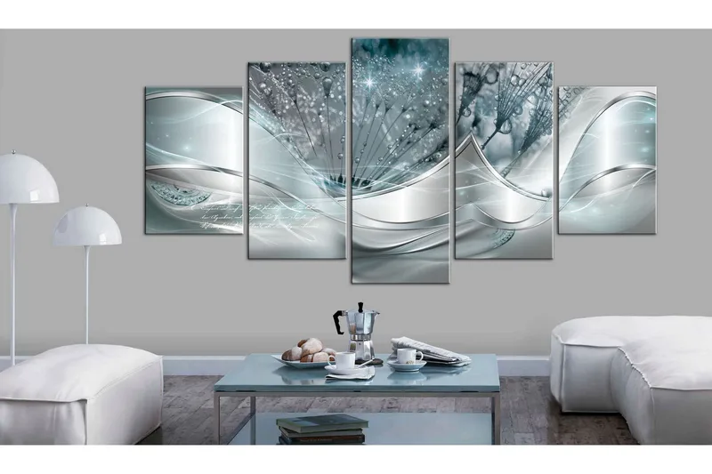 Tavla Sparkling Dandelions 5 Parts Blue Wide 100x50 - Artgeist sp. z o. o. - Inredning & dekor - Tavlor & konst - Canvastavla