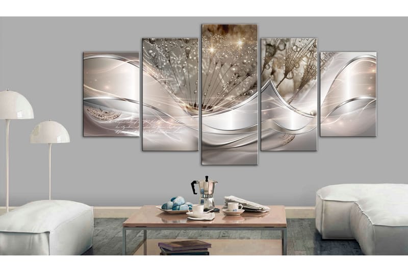 Tavla Sparkling Dandelions 5 Parts Beige Wide 100x50 - Artgeist sp. z o. o. - Inredning & dekor - Tavlor & konst - Canvastavla