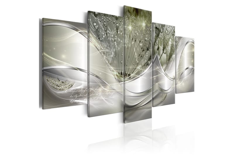 Tavla Sparkling Dandelions 5 Parts Green Wide 100x50, Artgeist sp. z o. o.