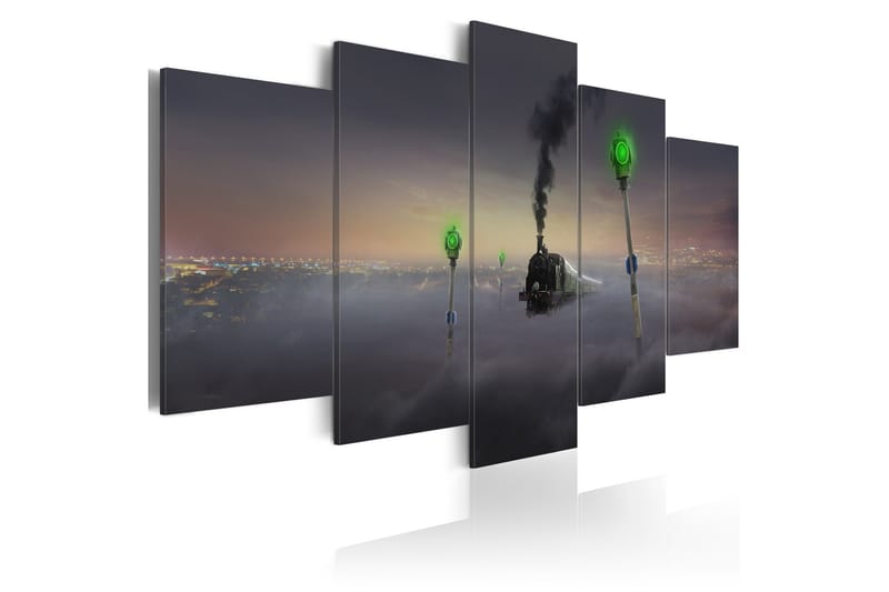 Tavla Steam Locomotive 100X50 Grå|Grön - Artgeist sp. z o. o. - Inredning & dekor - Tavlor & konst - Canvastavla