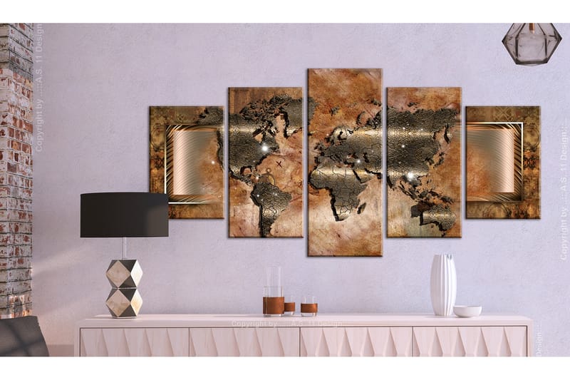 Tavla Steel Map 200X100 Brun - Artgeist sp. z o. o. - Inredning & dekor - Tavlor & konst - Canvastavla