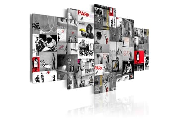 Tavla Street Art Banksy Iv 200X100 Röd|Grå