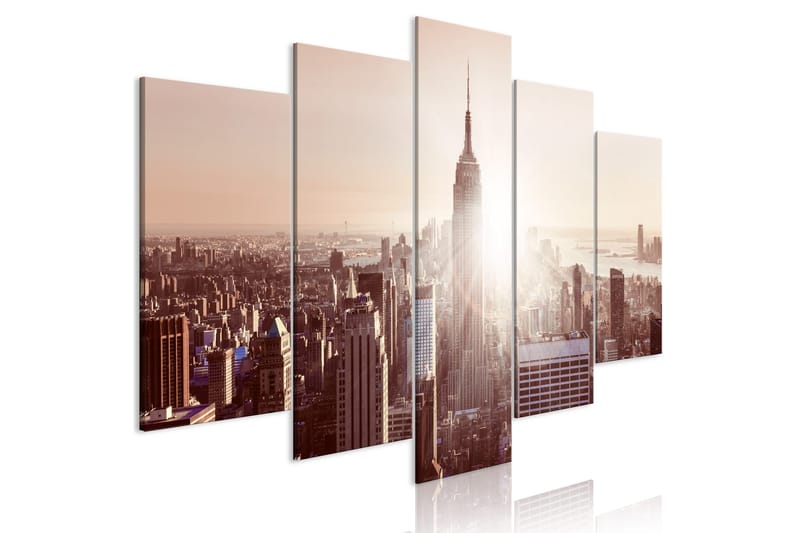 Tavla Sun Over Manhattan 5 Parts Wide Brown 200x100, Artgeist sp. z o. o.
