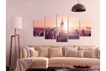 Tavla Sun Over Manhattan 5 Parts Wide Orange 200x100 - Artgeist sp. z o. o. - Inredning & dekor - Tavlor & konst - Canvastavla