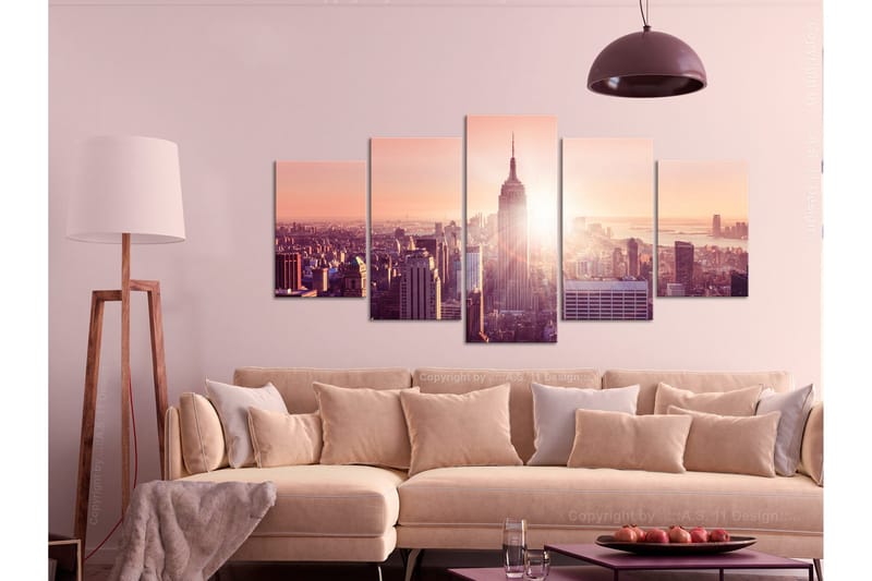 Tavla Sun Over Manhattan 5 Parts Wide Orange 200x100 - Artgeist sp. z o. o. - Inredning & dekor - Tavlor & konst - Canvastavla