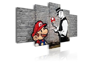 Tavla Super Mario Mushroom Cop 100X50 Flerfärgad|Grå