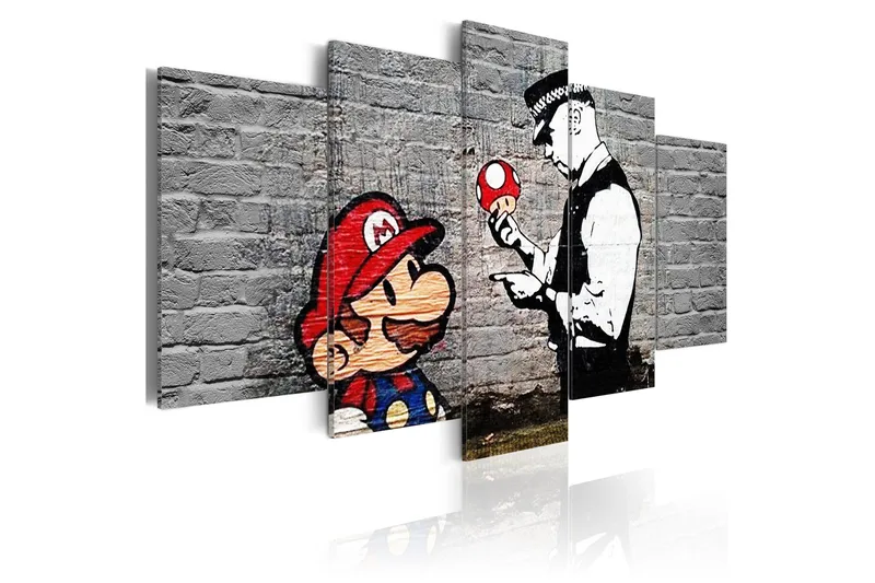 Tavla Super Mario Mushroom Cop Banksy 200x100, Artgeist sp. z o. o.