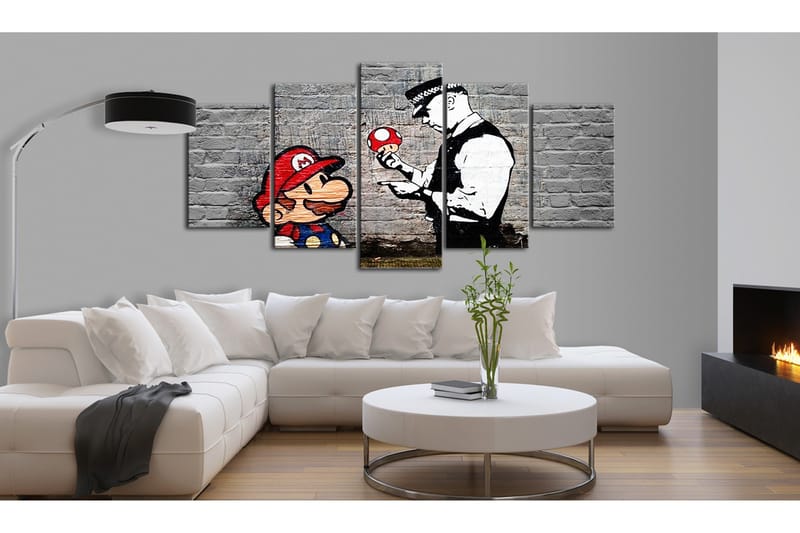 Tavla Super Mario Mushroom Cop Banksy 200x100 - Artgeist sp. z o. o. - Inredning & dekor - Tavlor & konst - Canvastavla
