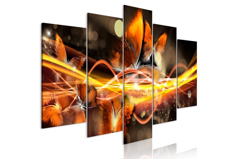 Tavla Swarm Of Butterflies 5 Parts Wide Orange 100x50 - Artgeist sp. z o. o. - Inredning & dekor - Tavlor & konst - Canvastavla