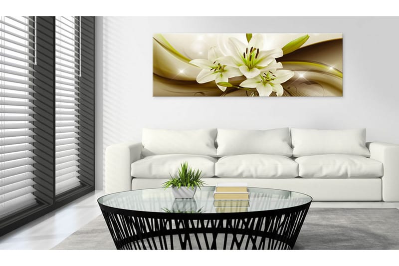 Tavla Temptation Of Lilies 120X40 Vit|Beige|Grön - Artgeist sp. z o. o. - Inredning & dekor - Tavlor & konst - Canvastavla