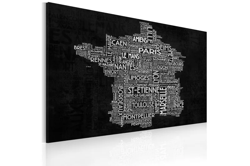 Tavla Text Map Of France On The Blackboard 60x40 - Artgeist sp. z o. o. - Inredning & dekor - Tavlor & konst - Canvastavla