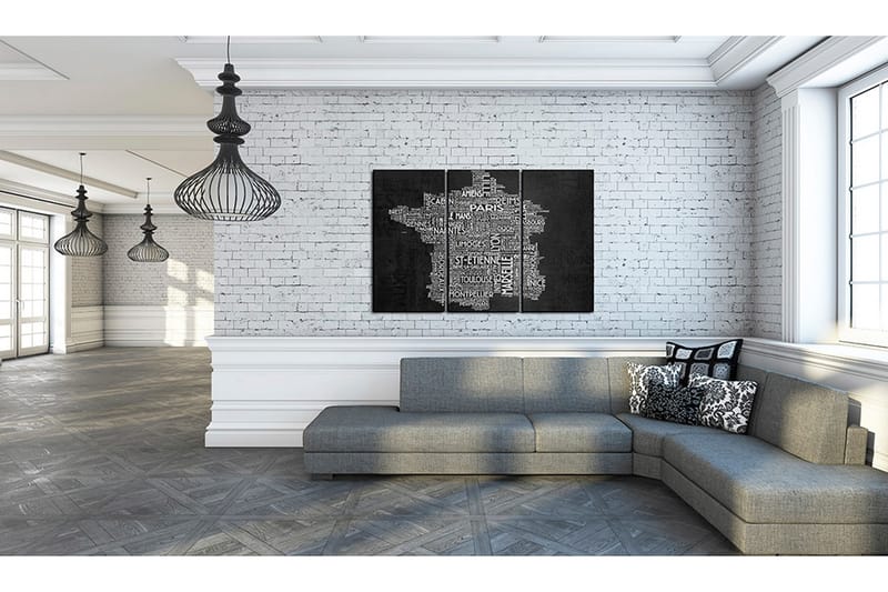 Tavla Text Map Of France Triptych 120x80 - Artgeist sp. z o. o. - Inredning & dekor - Tavlor & konst - Canvastavla