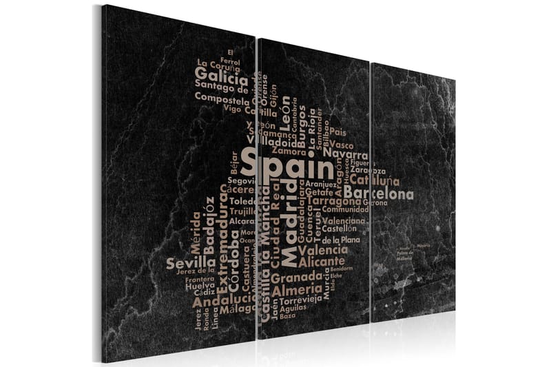 Tavla Text map of Spain on the blackboard triptych 90x60 - Artgeist sp. z o. o. - Inredning & dekor - Tavlor & konst - Canvastavla