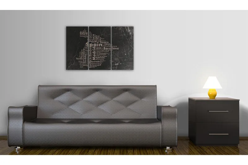 Tavla Text map of Spain on the blackboard triptych 90x60, Artgeist sp. z o. o.