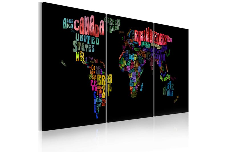 Tavla Text Världskarta 120X60 Flerfärgad - Artgeist sp. z o. o. - Inredning & dekor - Tavlor & konst - Canvastavla