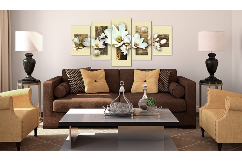 Tavla Texture And Magnolia 200X100 Vit|Beige - Artgeist sp. z o. o. - Inredning & dekor - Tavlor & konst - Canvastavla