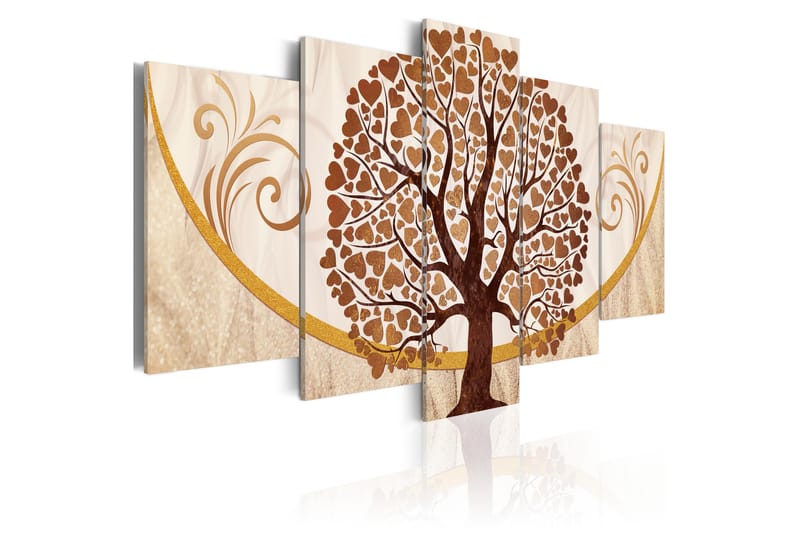 Tavla The Golden Tree Of Love 100X50 Beige|Brun, Artgeist sp. z o. o.