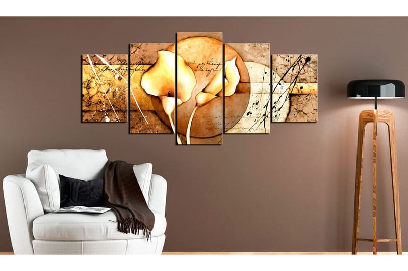 Tavla The Secret Of Calla Lily Gold 100x50 - Artgeist sp. z o. o. - Inredning & dekor - Tavlor & konst - Canvastavla