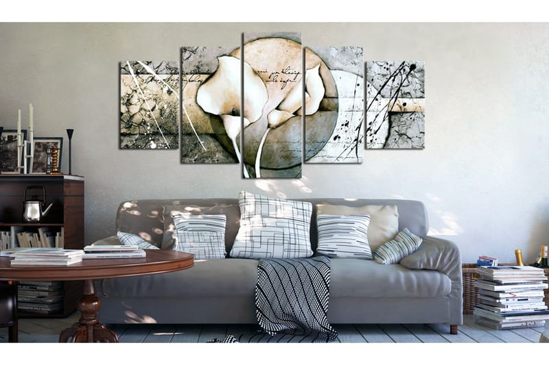 Tavla The Secret Of Calla Lily Grey 200x100 - Artgeist sp. z o. o. - Inredning & dekor - Tavlor & konst - Canvastavla
