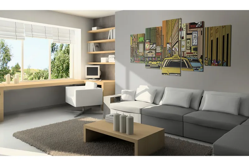 Tavla The Streets Of New York City In Cartoons 200X100 - Artgeist sp. z o. o. - Inredning & dekor - Tavlor & konst - Canvastavla