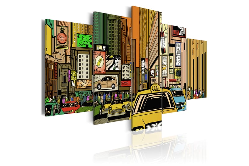 Tavla The Streets Of New York City In Cartoons 200X100 - Artgeist sp. z o. o. - Inredning & dekor - Tavlor & konst - Canvastavla